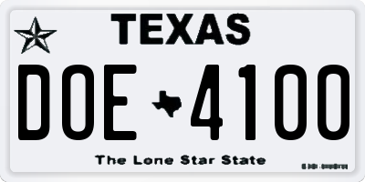 TX license plate DOE4100