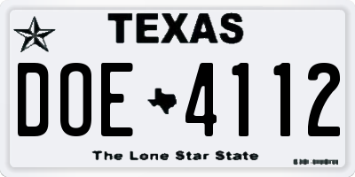 TX license plate DOE4112
