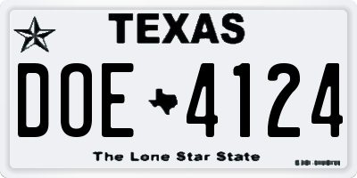 TX license plate DOE4124