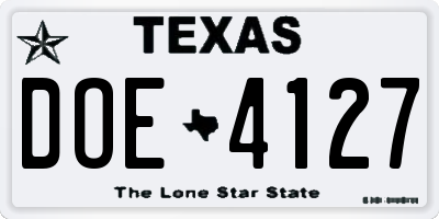 TX license plate DOE4127