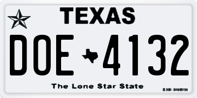 TX license plate DOE4132