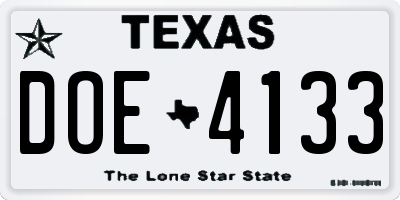 TX license plate DOE4133