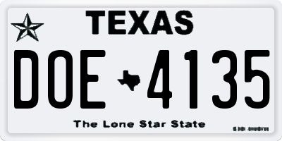 TX license plate DOE4135