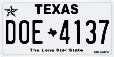 TX license plate DOE4137