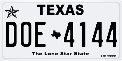 TX license plate DOE4144