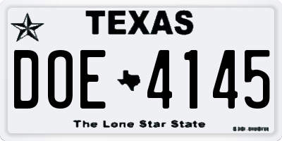 TX license plate DOE4145