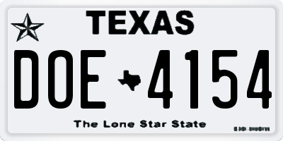 TX license plate DOE4154