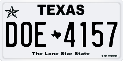 TX license plate DOE4157