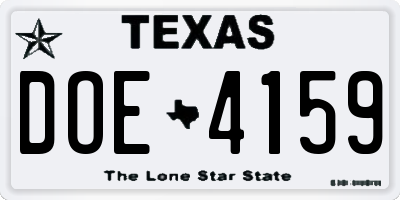 TX license plate DOE4159