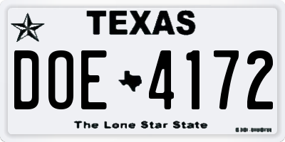TX license plate DOE4172