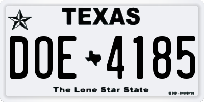 TX license plate DOE4185