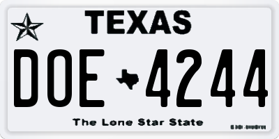 TX license plate DOE4244