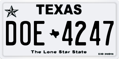 TX license plate DOE4247