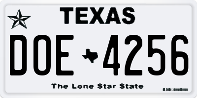 TX license plate DOE4256