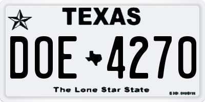 TX license plate DOE4270