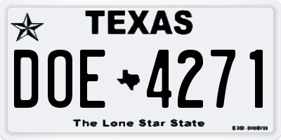 TX license plate DOE4271