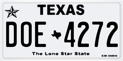TX license plate DOE4272