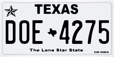 TX license plate DOE4275