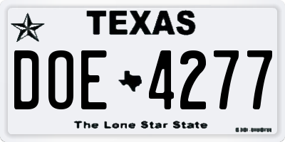 TX license plate DOE4277