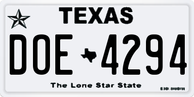 TX license plate DOE4294