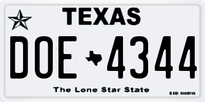 TX license plate DOE4344