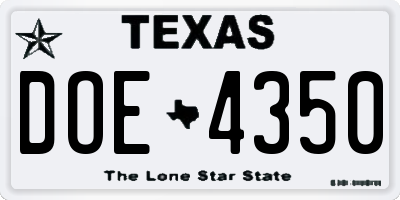 TX license plate DOE4350