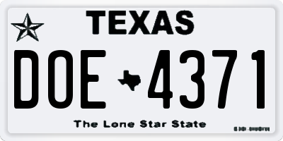 TX license plate DOE4371