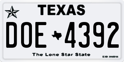 TX license plate DOE4392