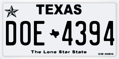 TX license plate DOE4394