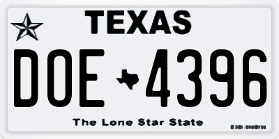 TX license plate DOE4396