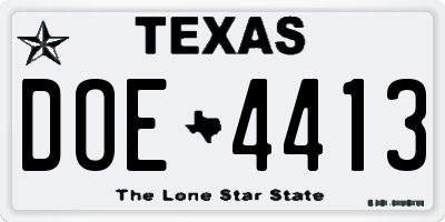 TX license plate DOE4413