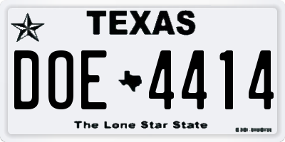 TX license plate DOE4414