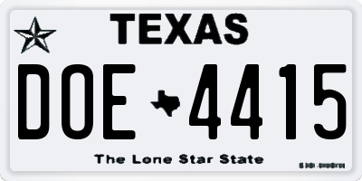 TX license plate DOE4415