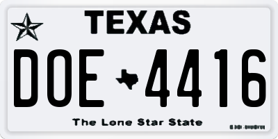TX license plate DOE4416