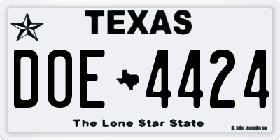 TX license plate DOE4424