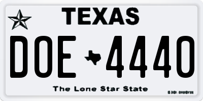 TX license plate DOE4440