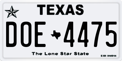 TX license plate DOE4475
