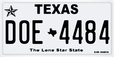 TX license plate DOE4484