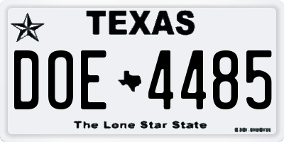 TX license plate DOE4485