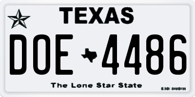 TX license plate DOE4486