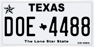 TX license plate DOE4488