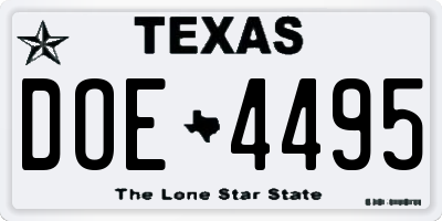 TX license plate DOE4495