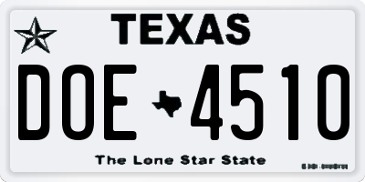 TX license plate DOE4510