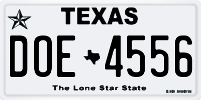 TX license plate DOE4556