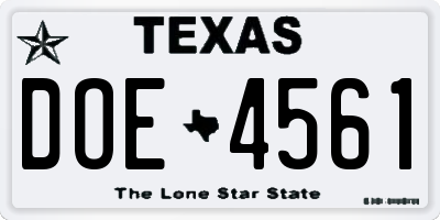 TX license plate DOE4561