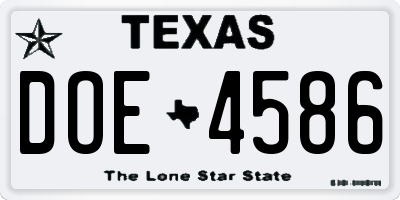 TX license plate DOE4586