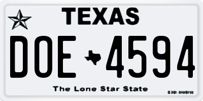 TX license plate DOE4594