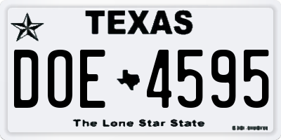 TX license plate DOE4595