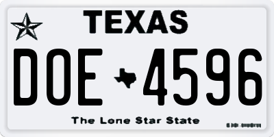 TX license plate DOE4596