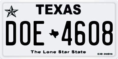 TX license plate DOE4608